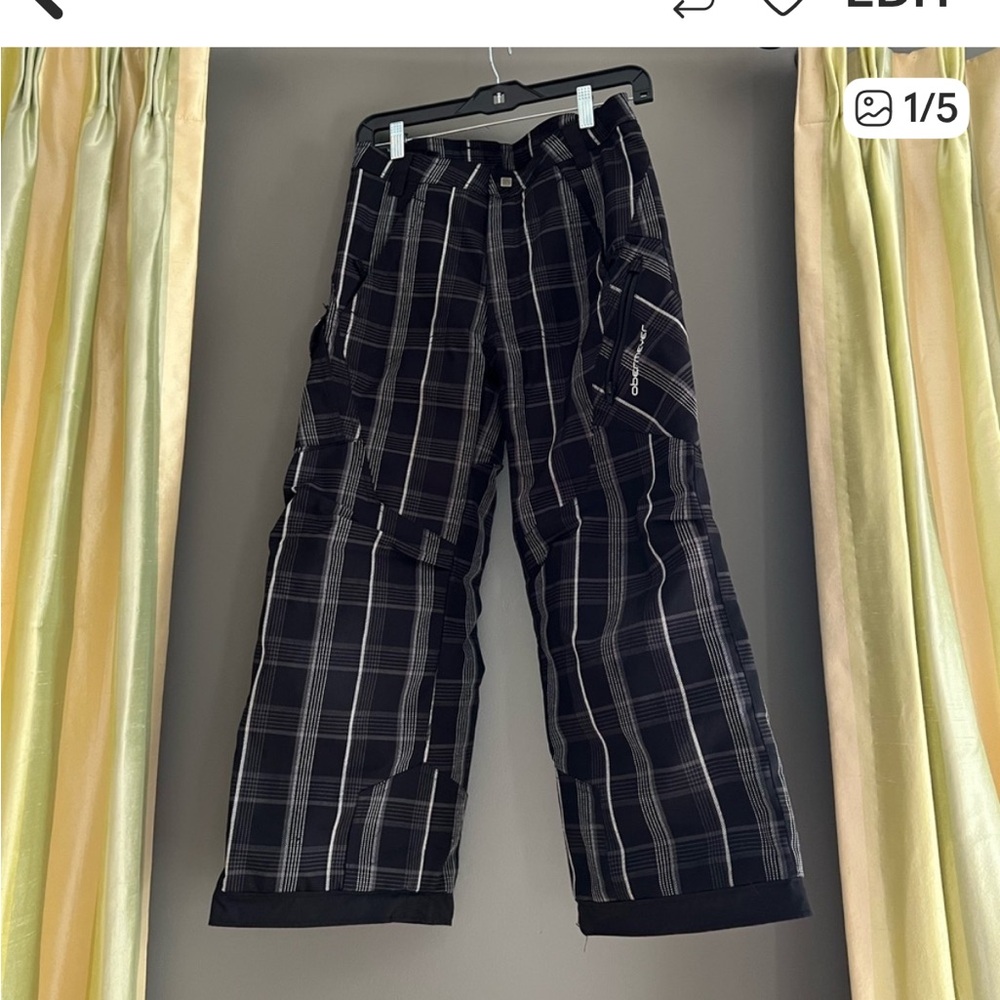 Obermeyer Black and White Plaid Youth Ski Pants